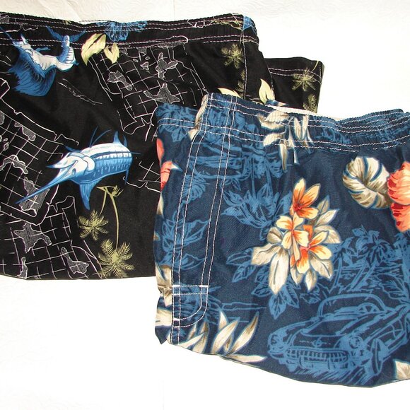 Puritan Men's Swim Trunks Lot of 2, Size 2XL, 44/46, Mesh Lined, Retro Tropical - Picture 1 of 11